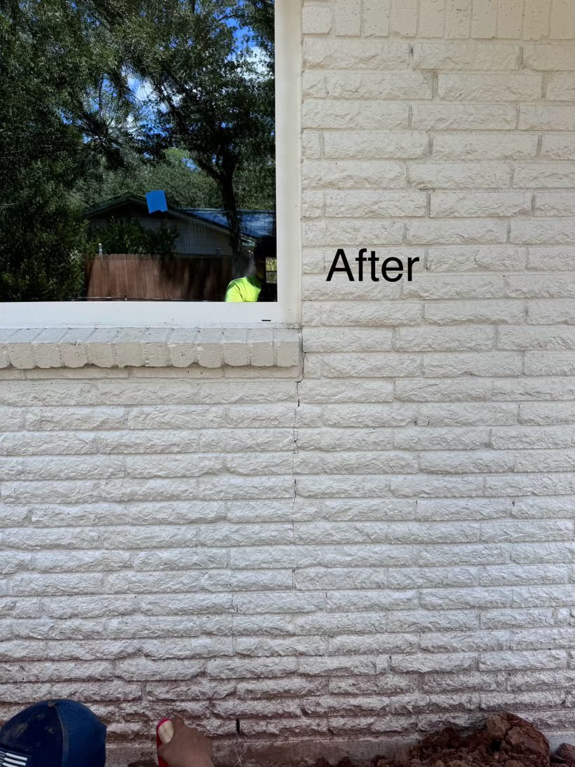 Limestone crack repaired, Imperial Foundation Repair job site in North Texas